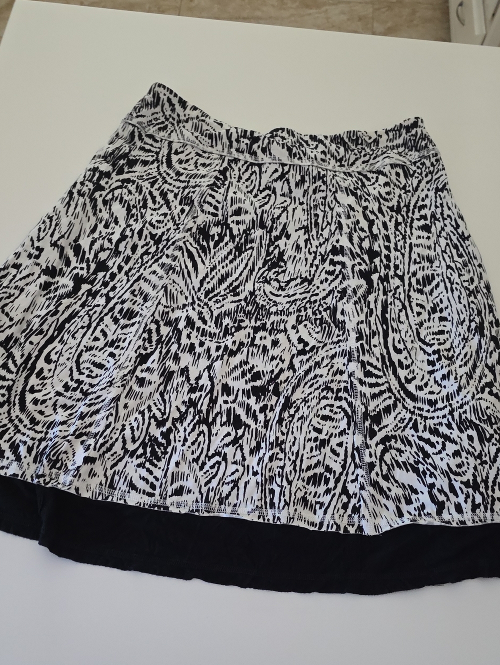 Black & White Patterned A-Line Skirt